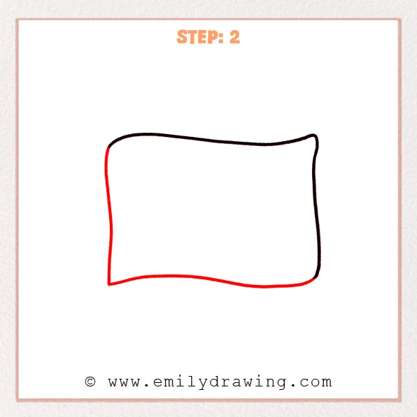 how to draw an american flag - Step 2: The full wavy rectangular outline of an American flag is completed.
